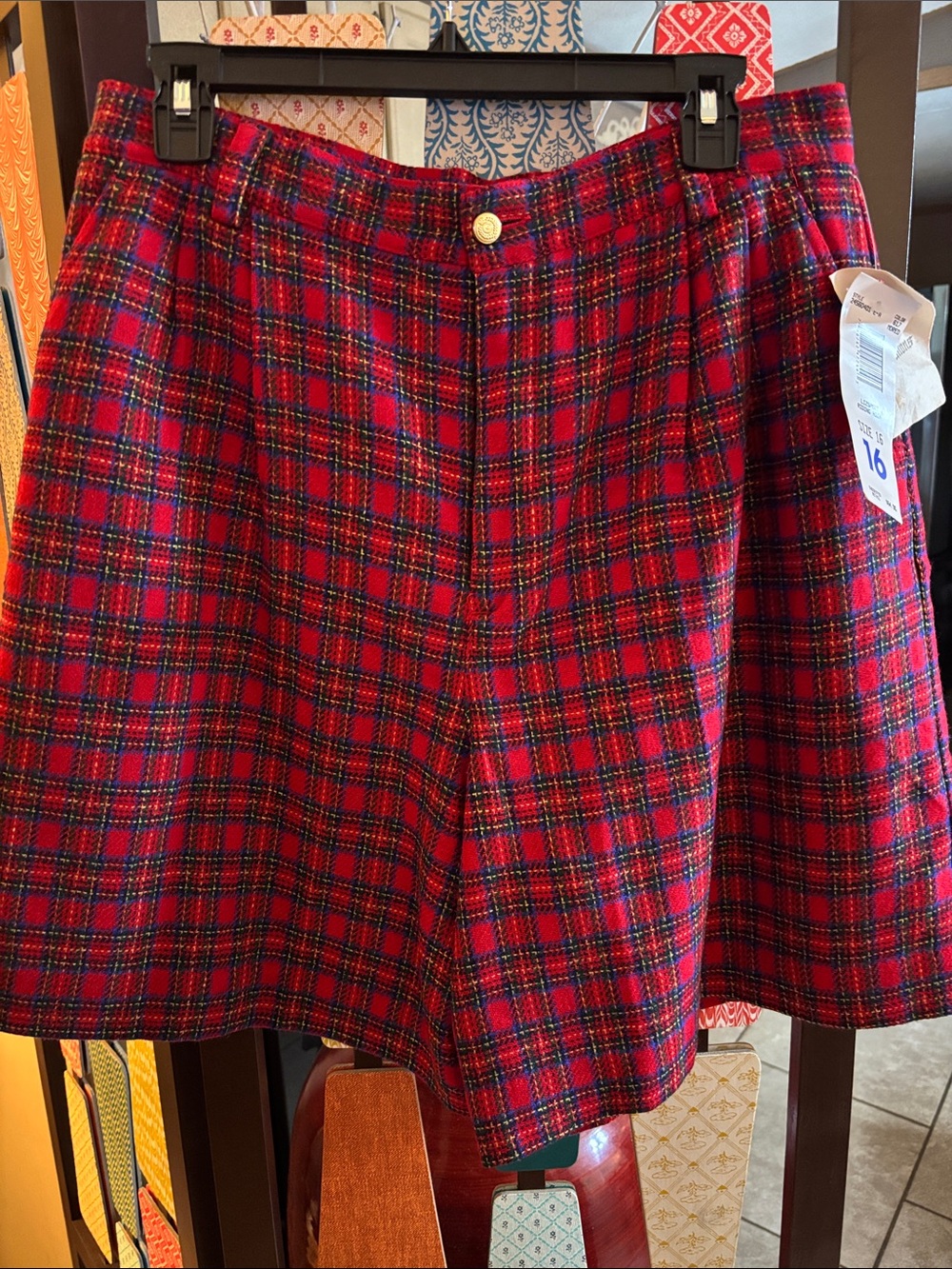 Red Tartan Midi Skirt with Classic Plaid